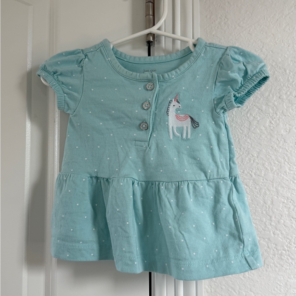 Carter's Light Blue Kids Tee with Unicorn 6M